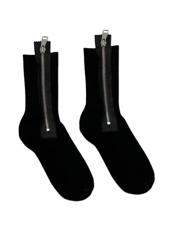 Punk Zipper Decoration Stockings