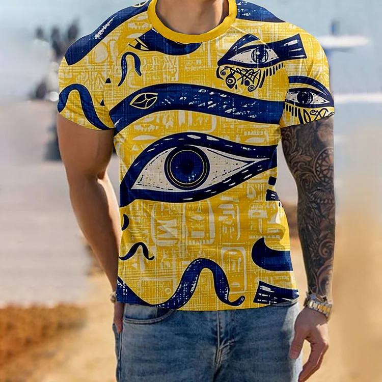 Men's Eye Of Horus Egyptian Pattern Casual T Shirt