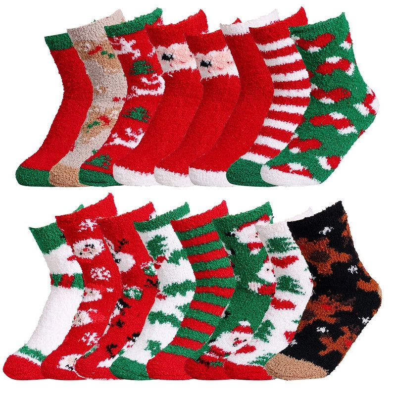 Christmas Socks Women's Coral Fleece Socks Women's Carpet Velvet Socks Winter Thickened Floor Sleeping Plush Socks