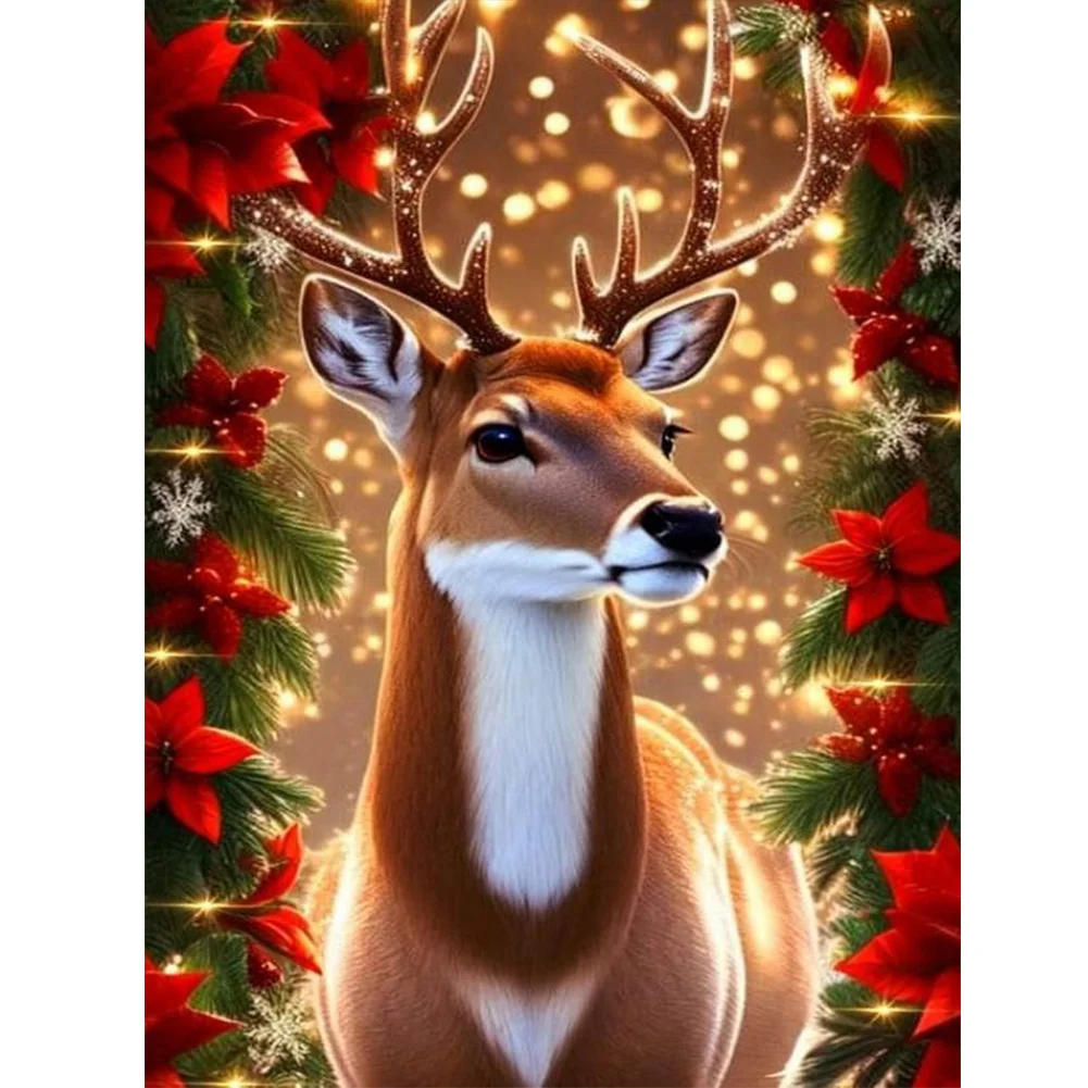 Full Round Diamond Painting - Christmas Deer(Canvas|30*40cm)