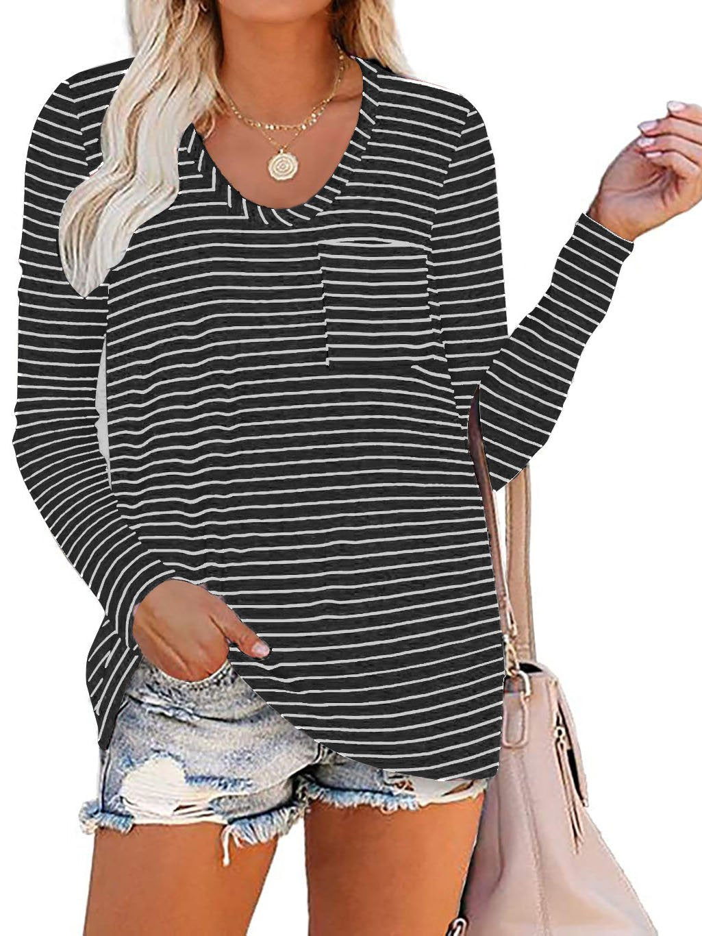 Women Long Sleeve V-neck Graphic Floral Printed Top