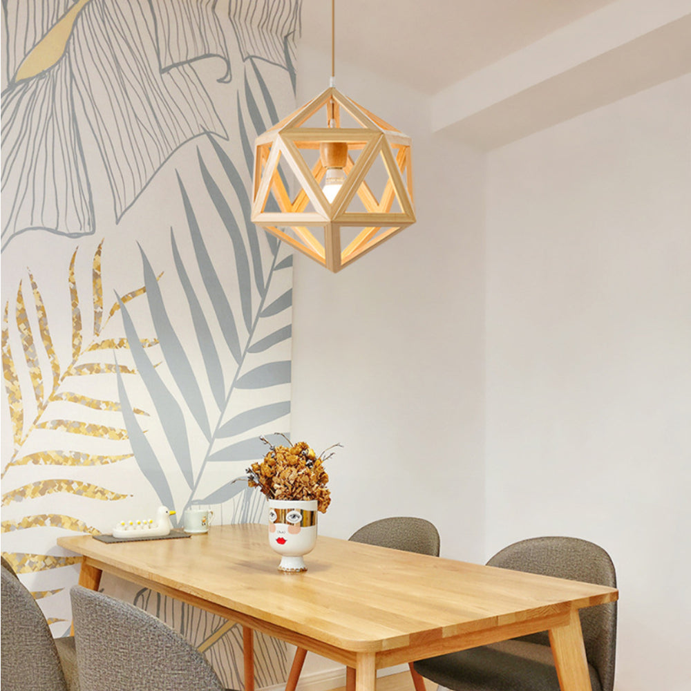 Wooden Diamond Shape Pendant Lamp Novelty