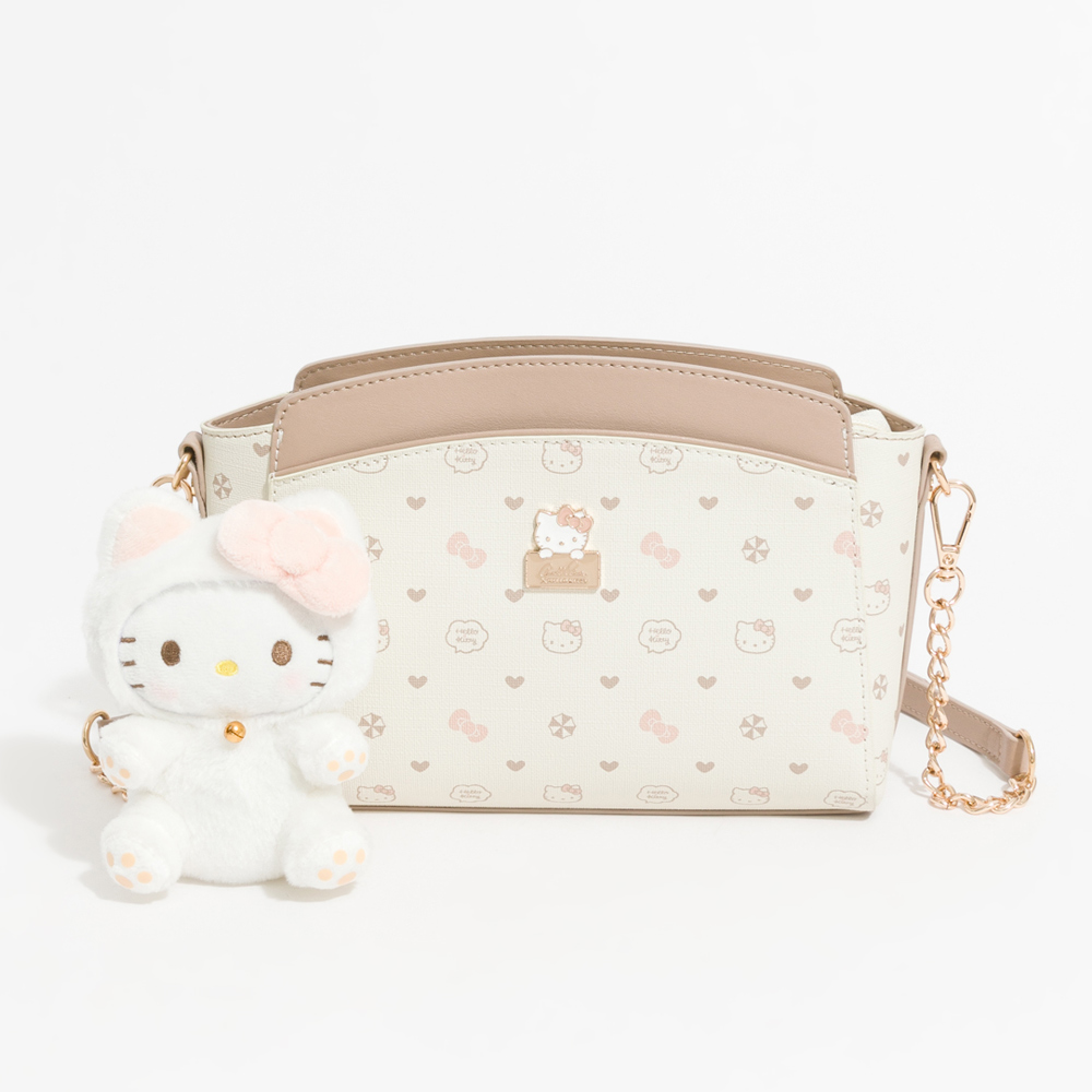 Arnold Palmer X Hello Kitty Monogram Crossbody Bag APRICOT Shoulder Bag Rucksack PU Leather Women Girls Ladies Travel Bag A Cute Shop - Inspired by You For The Cute Soul 