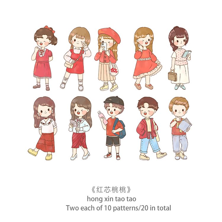 JOURNALSAY 20 Pcs Beautiful Girl Dress Up Cute Pattern Stickers Pack