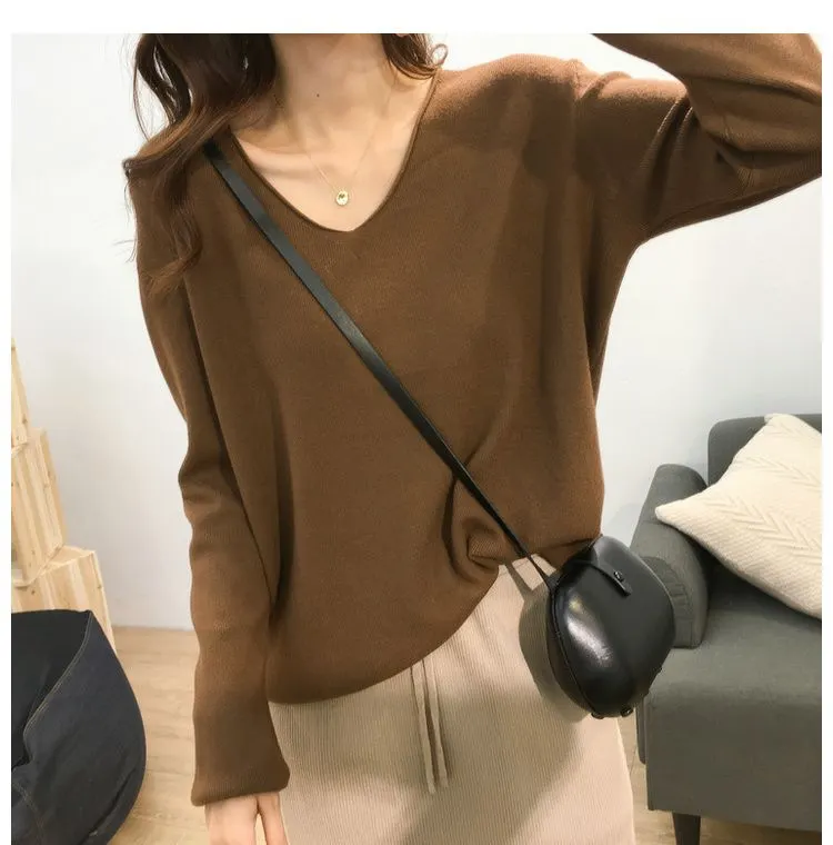 2021 spring autumn new lazy knit oversize sweater women's pullover Korean loose bottoming shirt big sweater