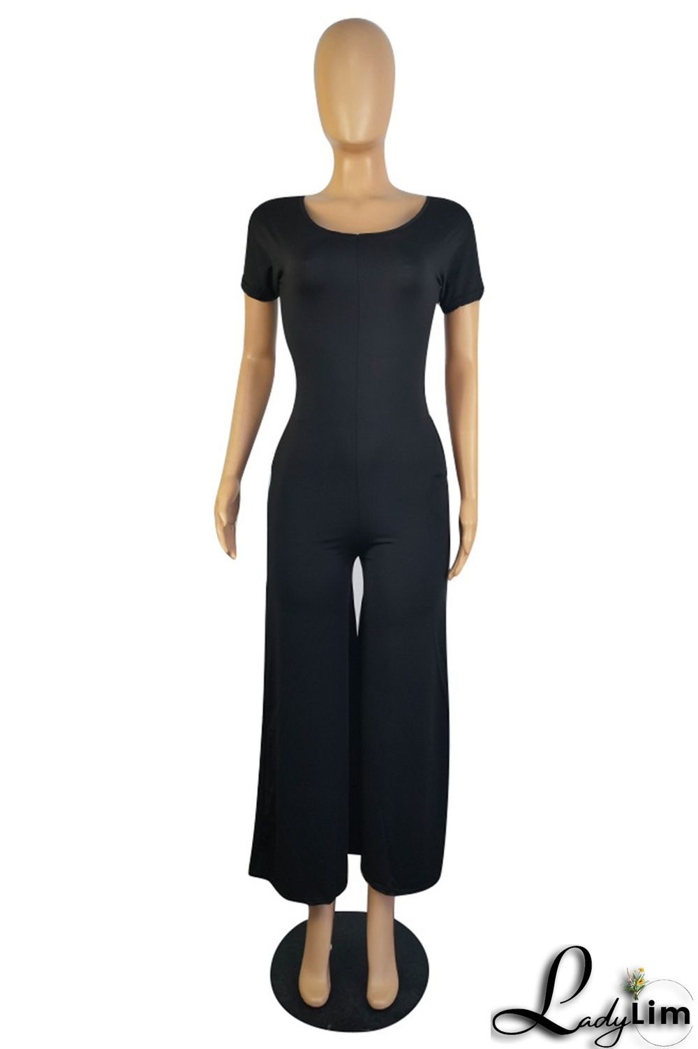 Pink Fashion Casual Solid Patchwork V Neck Regular Jumpsuits