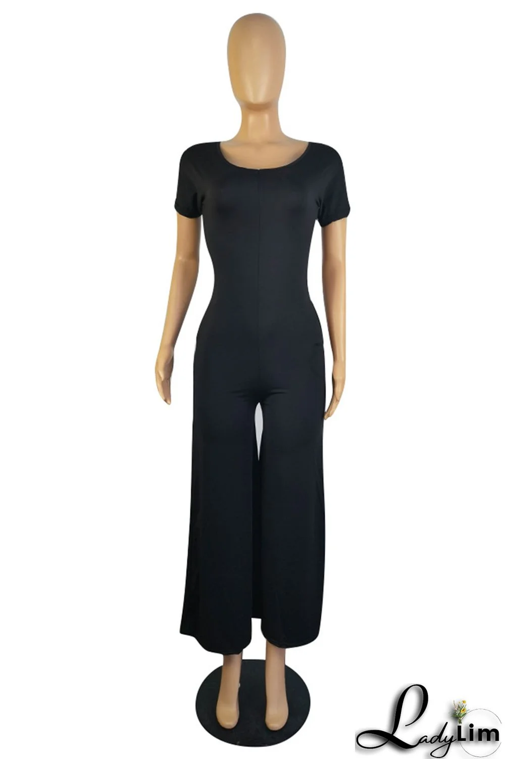 Pink Fashion Casual Solid Patchwork V Neck Regular Jumpsuits