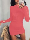 Solid Color Bodycon Long Sleeves Mini Dress
