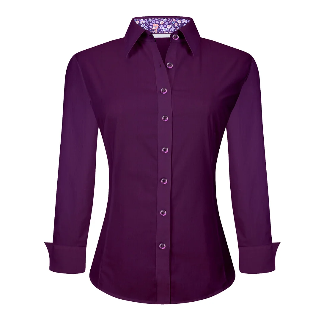 Women's Cotton Stretch Work Shirt Purple Alex Vando Fashion