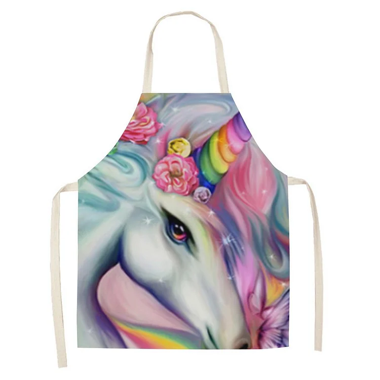 Waterproof Linen Kitchen Apron -unicorn