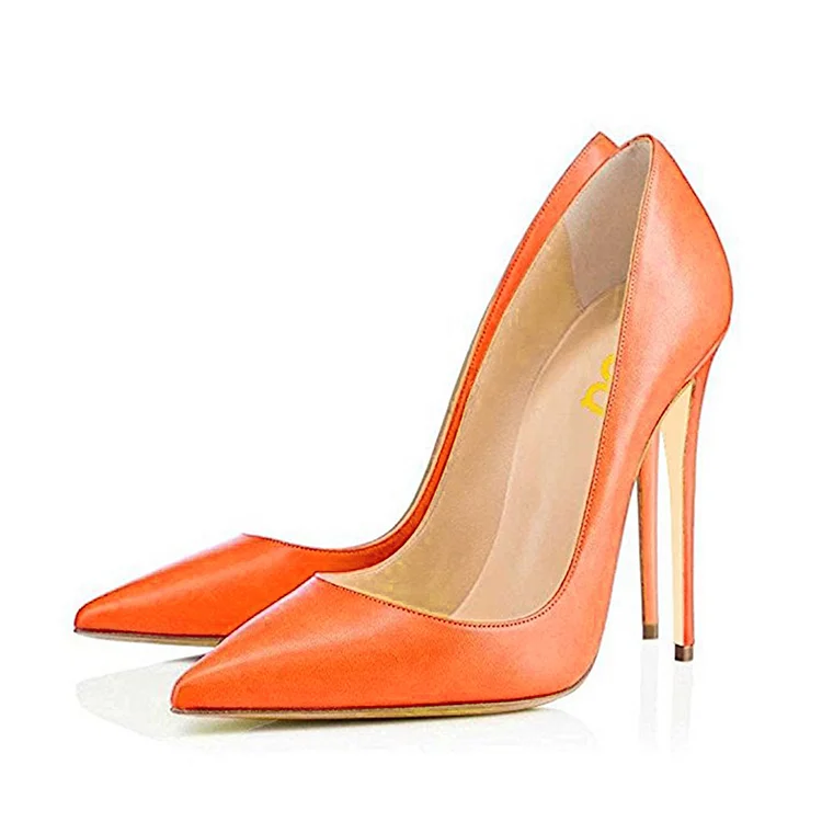 Women's Orange Commuting Stiletto Heels Pumps Shoes |FSJ Shoes