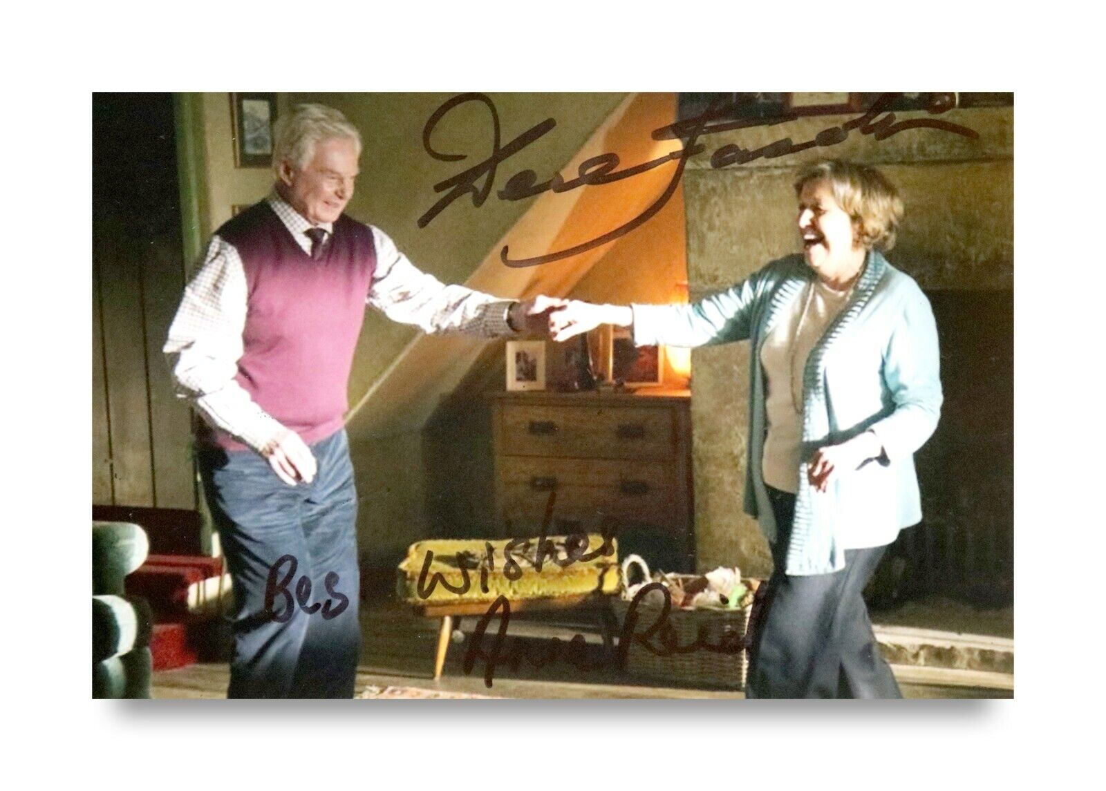 Derek Jacobi & Anne Reid Signed 6x4 Photo Poster painting Last Tango In Halifax Autograph + COA