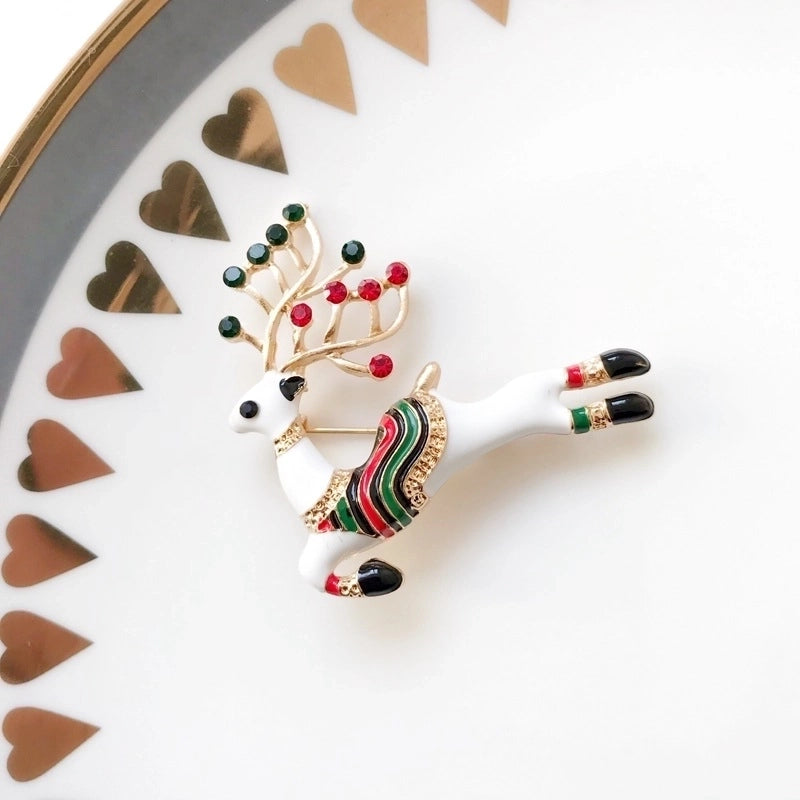 Cute Pin Christmas Tree Snowman Alloy Rhinestone Enamel Women’S Brooches