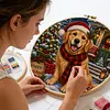 Holiday Pup 11CT 3 Strands DIY Stamped Cross Stitch Kit for Adults 45x45cm