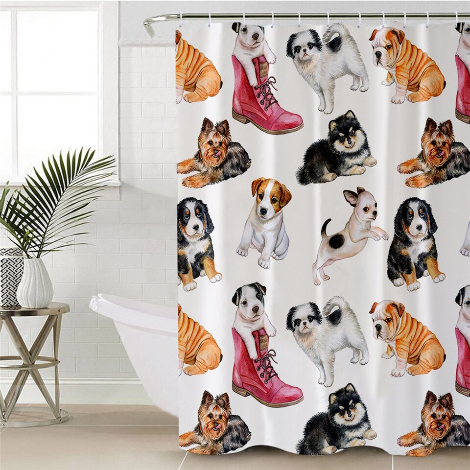 

Hippie Pug - Print Shower Curtain, 180*180cm, 501 Original