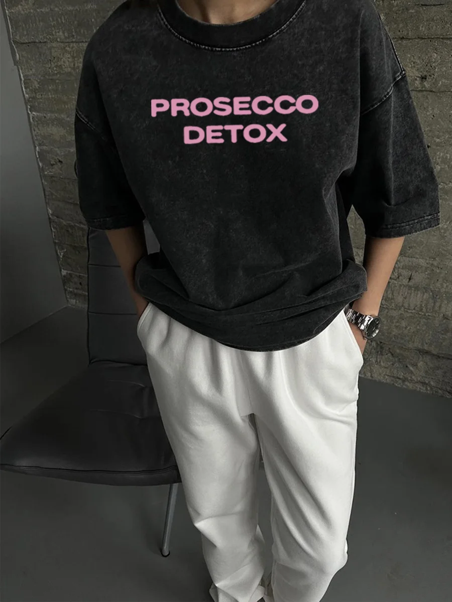 Athvotar Athvotar Letter Print Short-Sleeved T-Shirts For Women's Summer New Water Wash To Make Old Design Feel Bottoming Top Ins