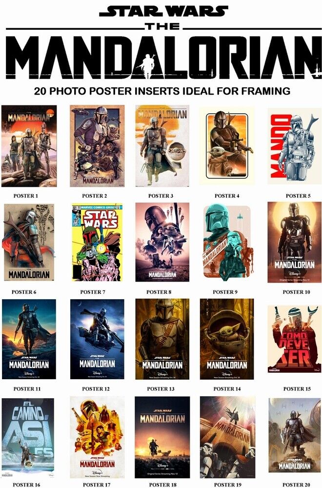 THE MANDALORIAN - STAR WARS - 20 DIFFERENT Photo Poster painting POSTERS - HIGH QUALITY INSERTS