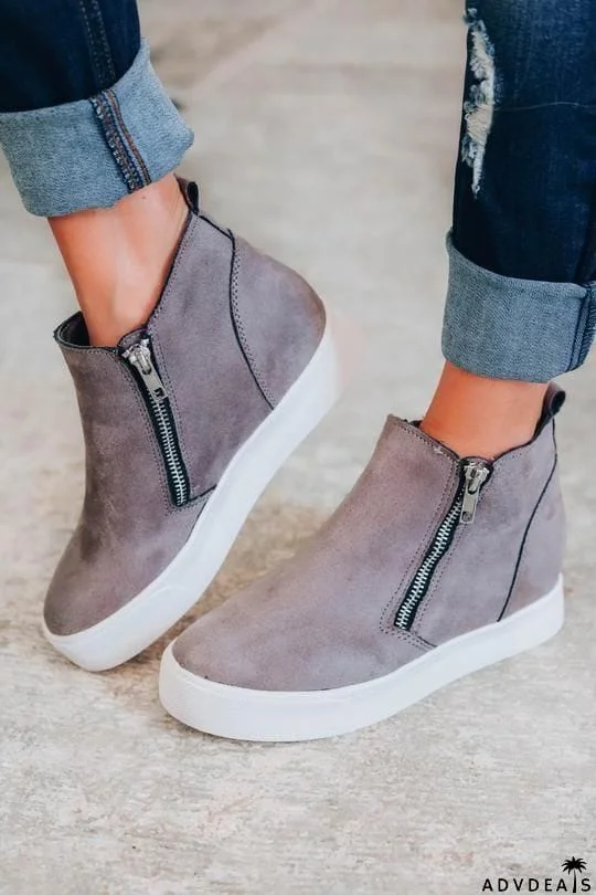 Side Zipper Wedge Sneaker