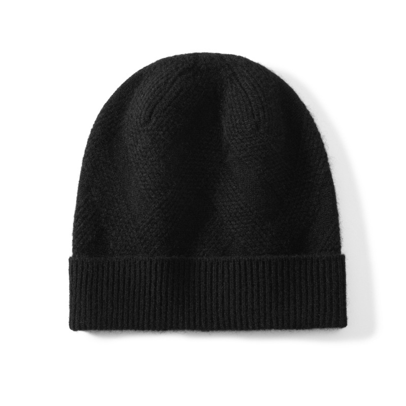 100% Cashmere Cuffed Beanies Twill Weave REAL SILK LIFE
