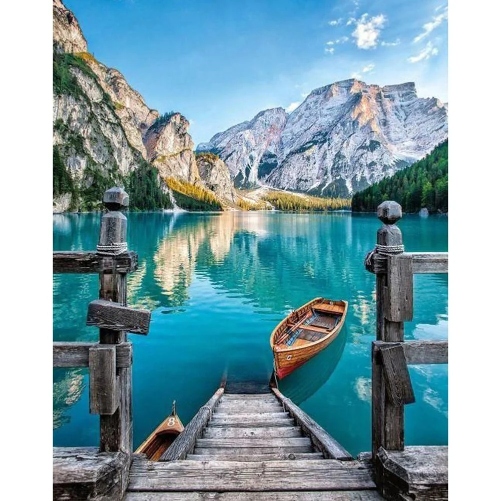 Full Round Diamond Painting Boat and Lake (40*30cm)