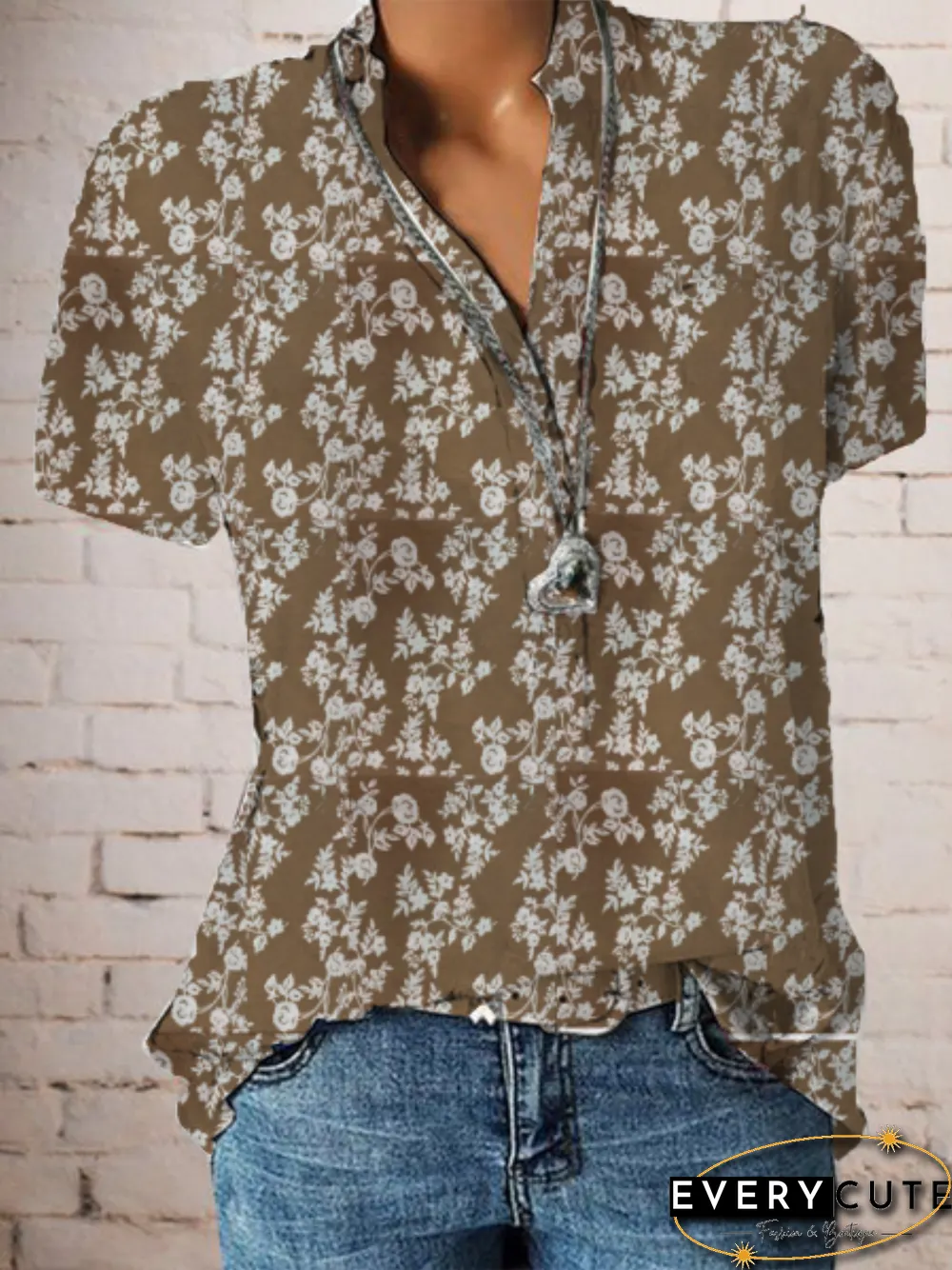 Women Vintage Floral Printed T-shirt