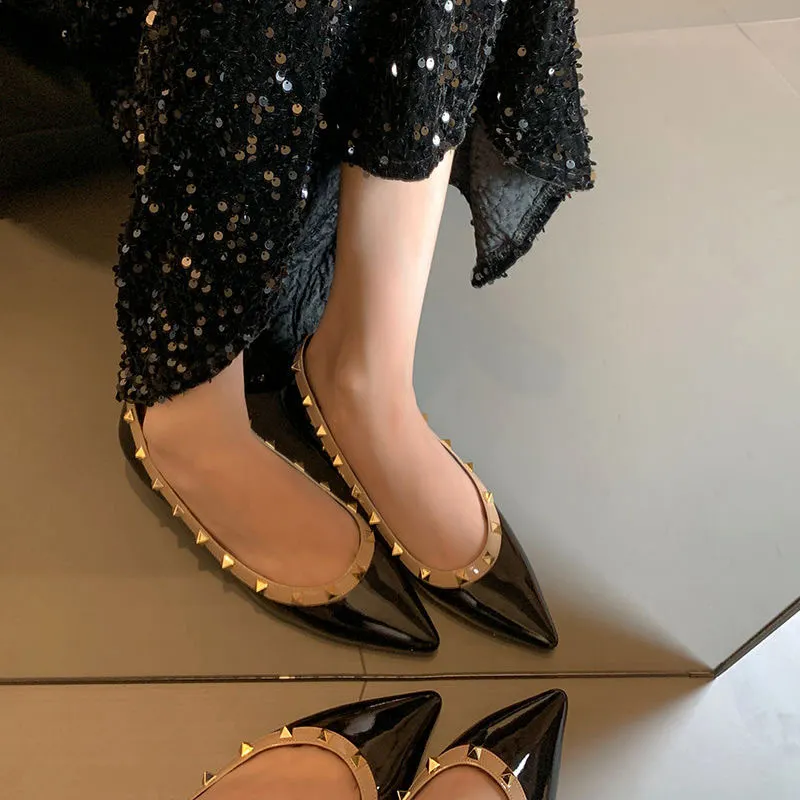 Breakj Breakj Jane Small 5Cm High Rivet Tip Single Shoes Women 2025 New One-Legged Stubble Shoes