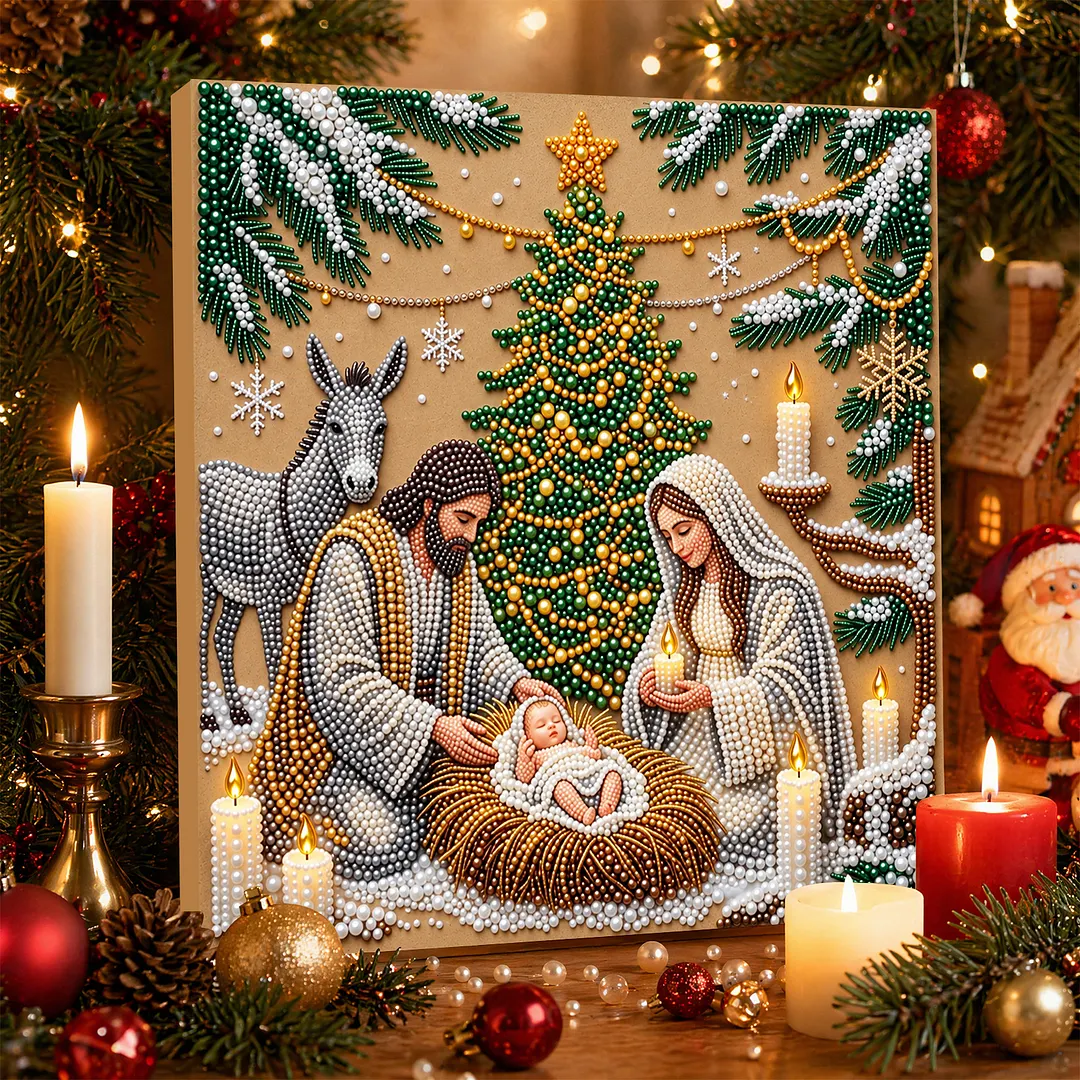 Framed Pearl Painting Kit Holy Family Christmas 7.87x7.87in