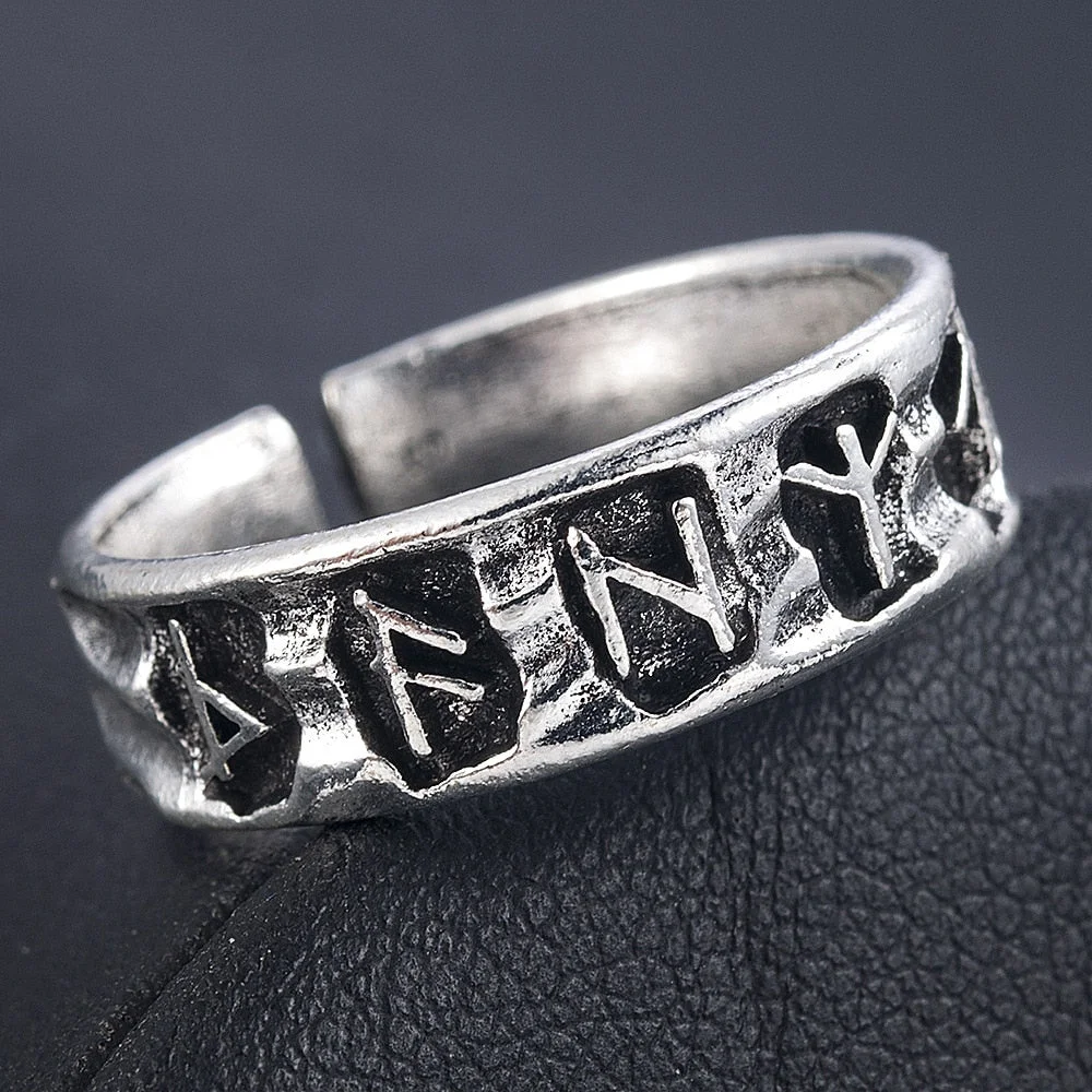 Christmas Gift NEW Charm Stainless steel Odin Norse Viking Amulet Rune MEN Ring fashion words Retro Jewelry Gifts Adjustable