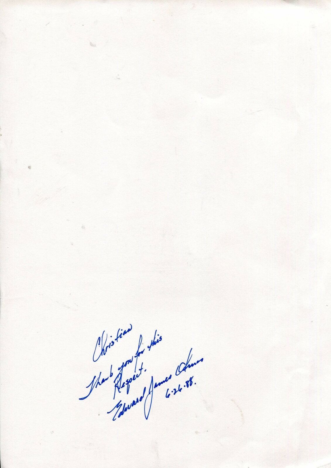 Edward James Olmos autograph, American actor and director, signed card