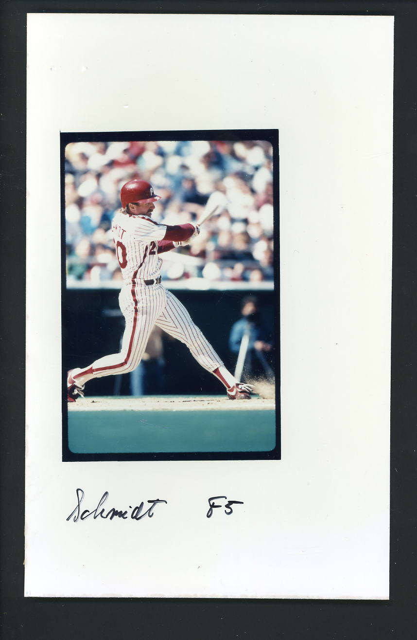 Mike Schmidt Press Original COLOR Photo Poster painting 5 x 8 Philadelphia Phillies action swing