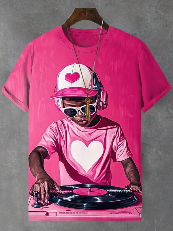 Men's Y2K Hip-hop Boy DJ Print Casual T-Shirt