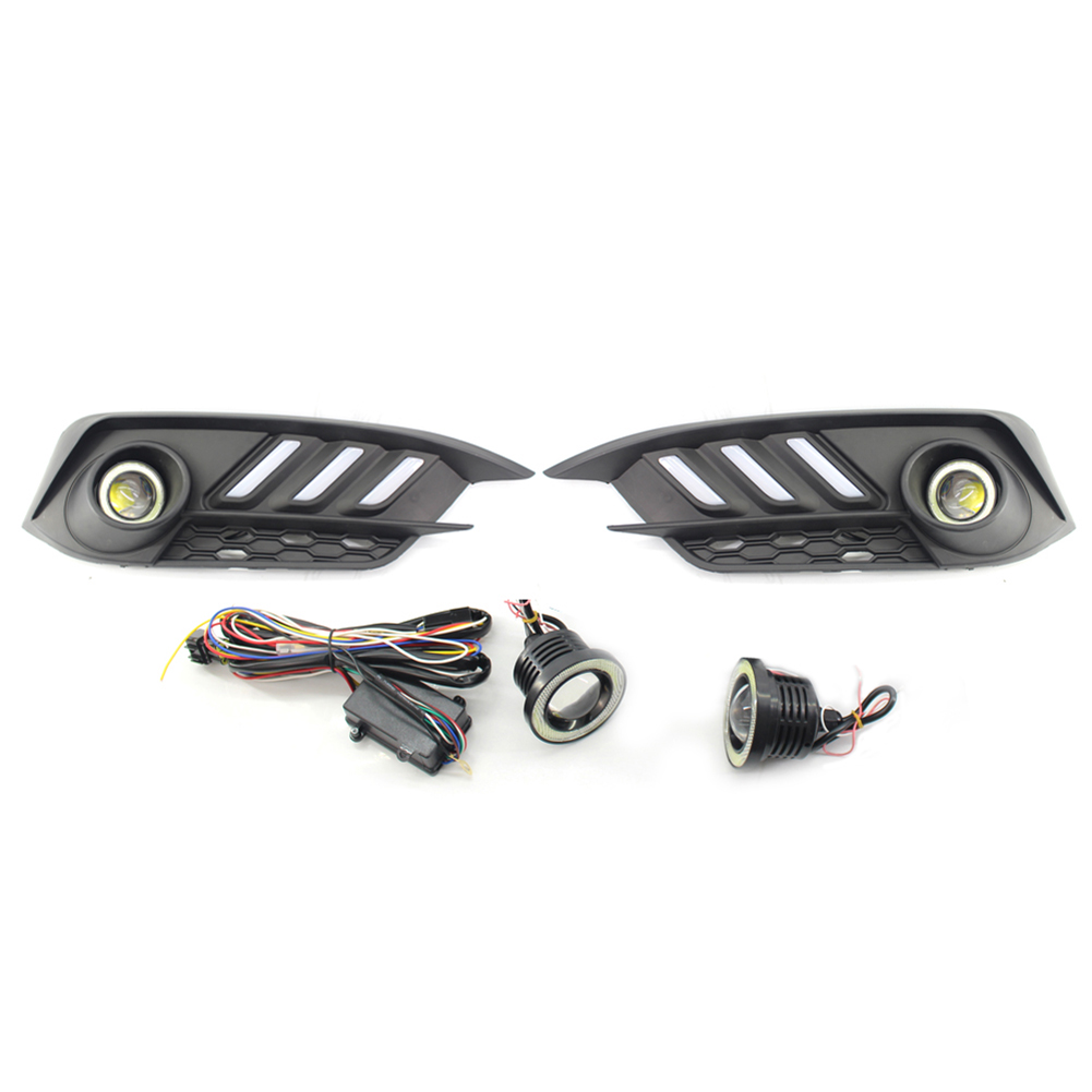 

LED DRL Turn Signal Angel Eyes Fog Lamp for Honda Civic Coupe Sedan 16-18, 501 Original