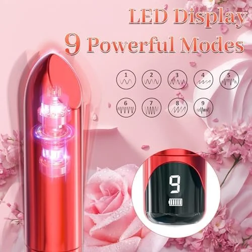 Lure &ndash; Rose Bullet Lipstick Vibrator With 9 Vibration Modes & Led Display