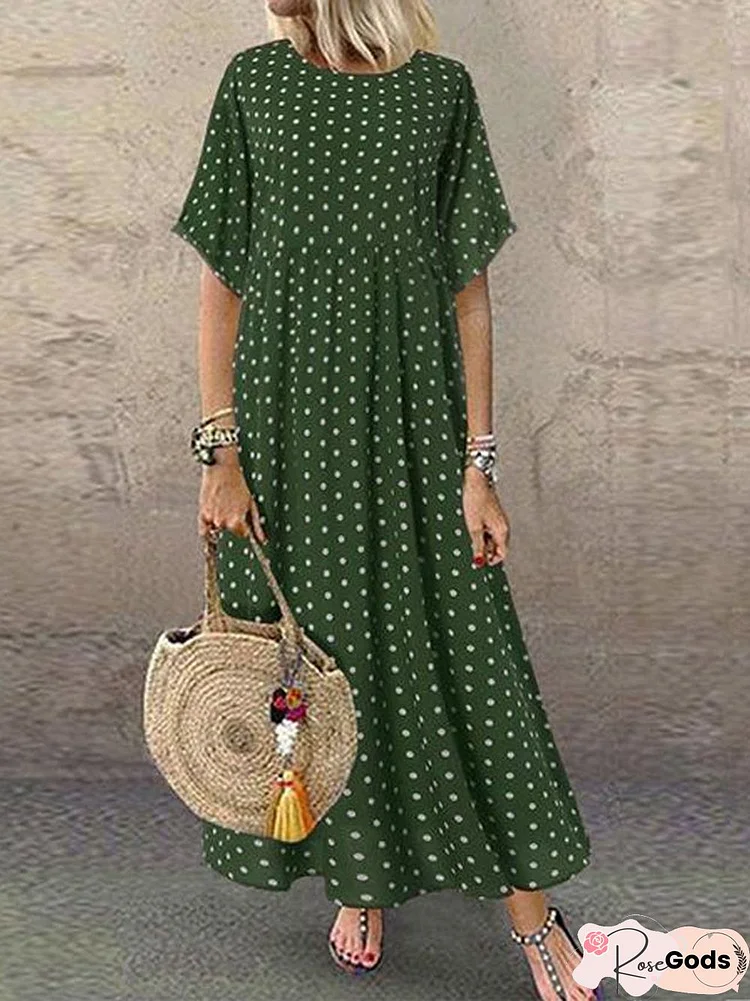 Daily Printed Short-Sleeve Maxi Dress