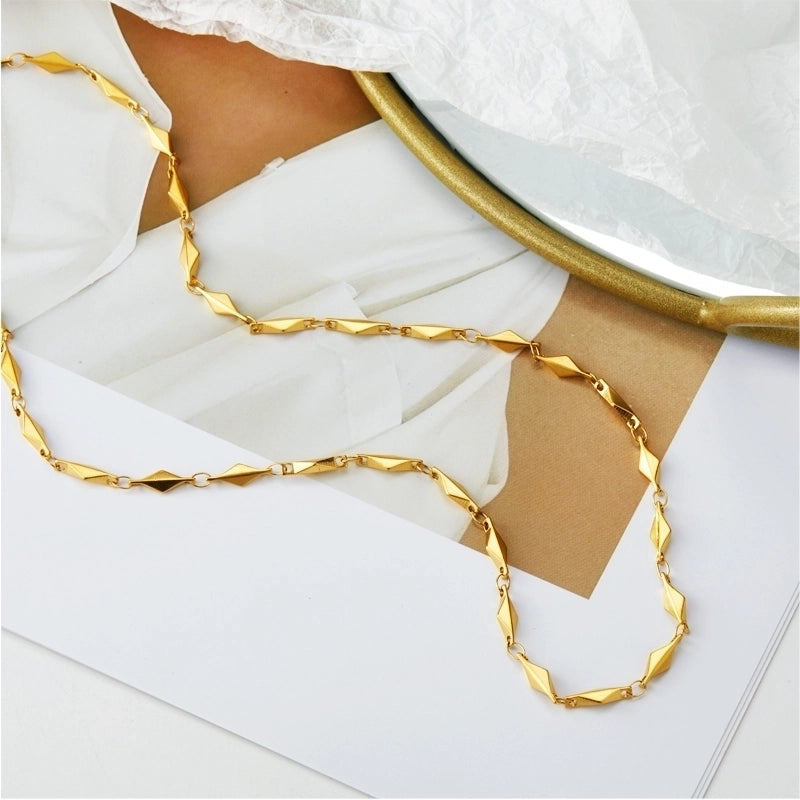 Minimalist Commute Solid Color 304 Stainless Steel None 18K Gold Plated Bracelets Necklace