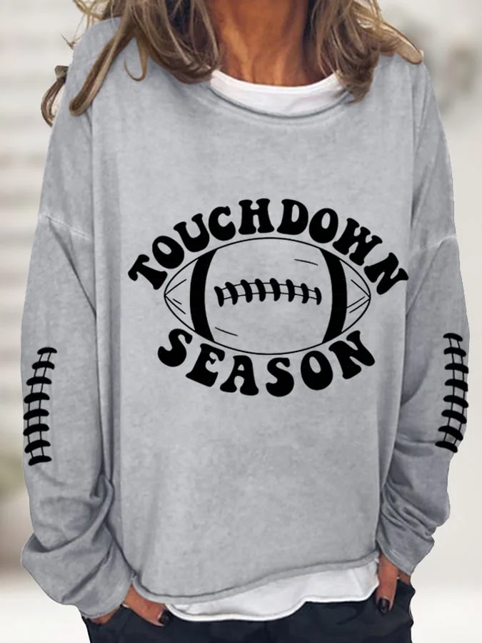 Women's Touchdown Season Football Lover Casual Long-Sleeve T-Shirt socialshop