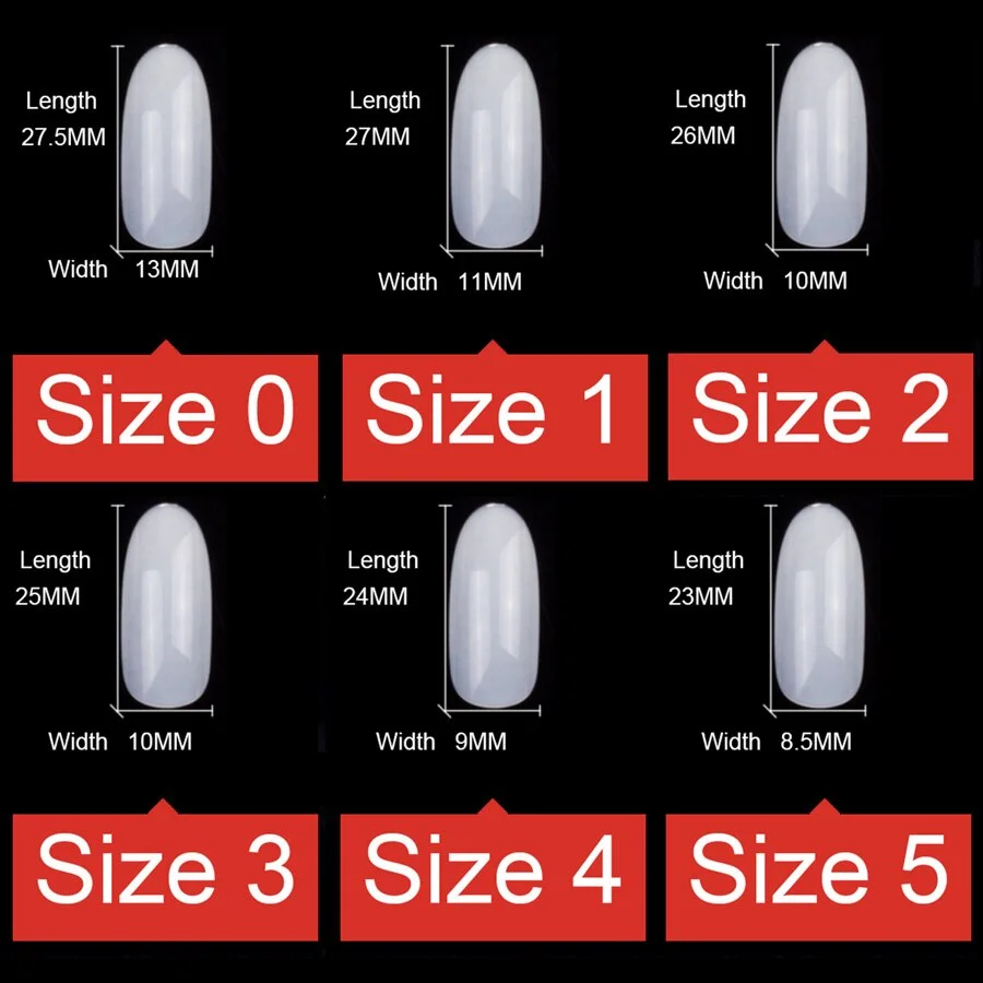 250 Pieces Same Size Oval Shape False Nail Tips For Drawing Nail Art Tips Design Prastic Acrylic Full Nails Size 0 1 2 3 4 5 6-Nail Inspo