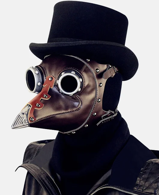 Halloween PU Leather Studded Plague Doctor Beak Mask 