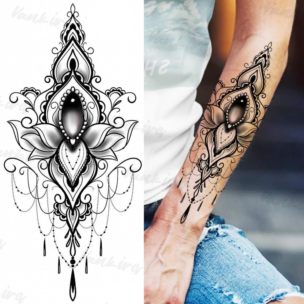 Sdrawing Flower Temporary Tattoos For Women Girls Realistic Lavender Butterfly Flower Fake Tattoo Sticker Forearm Body Tatoos 3D