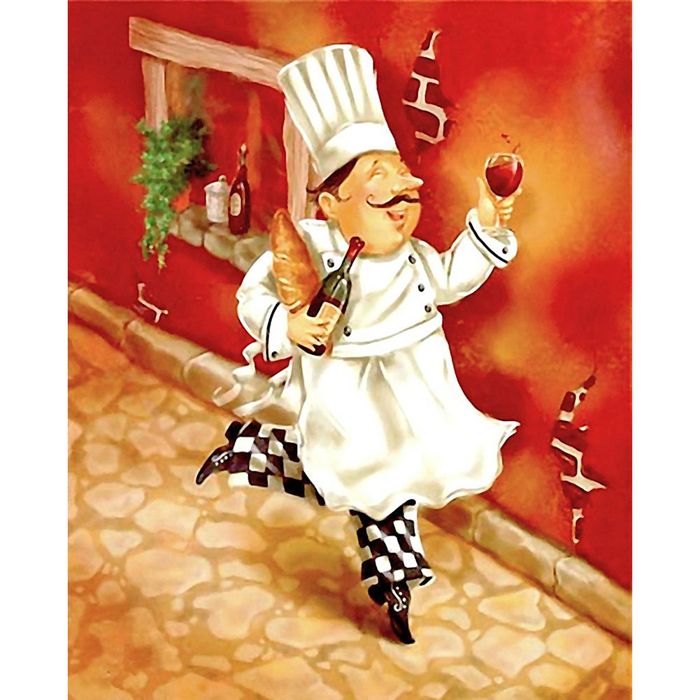 

30*40CM - Round Drill Diamond Painting - Chef, 501 Original