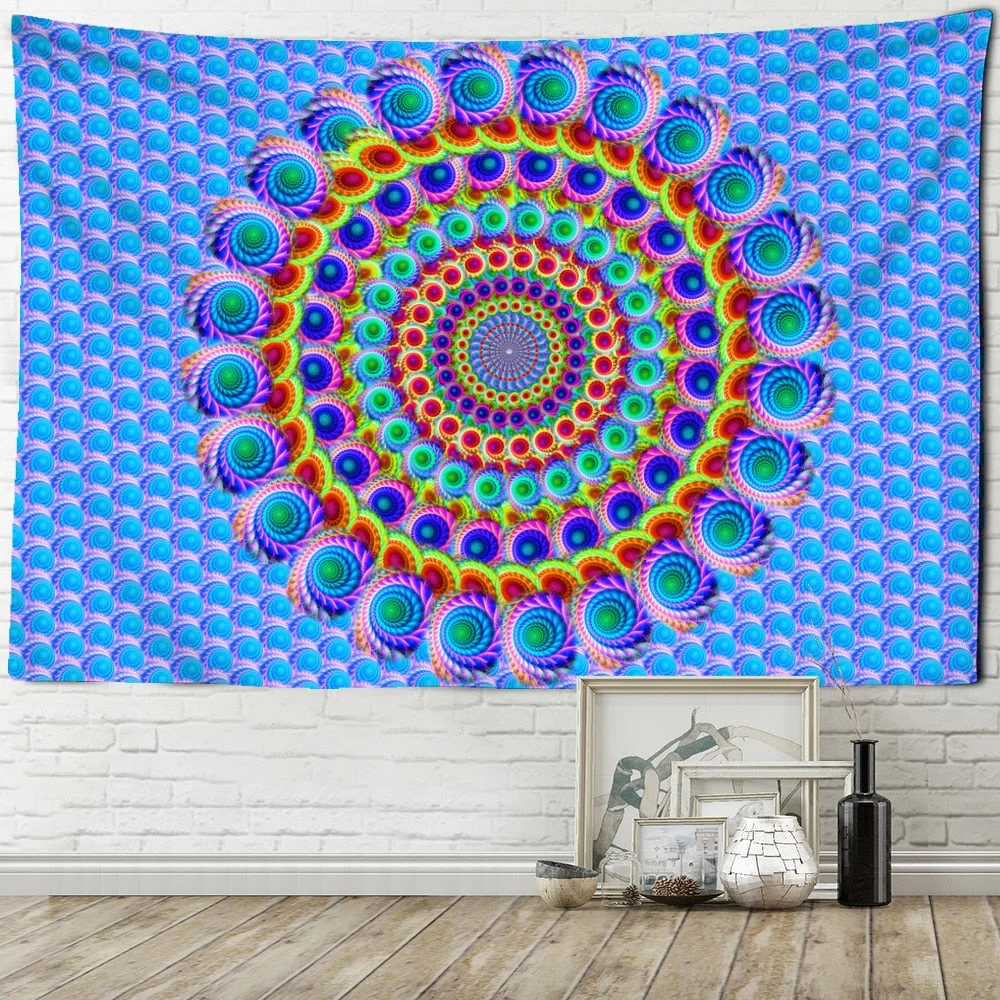 India Mandala Tapestry Wall Hanging Boho Decor Wall Cloth Tapestries Psychedelic Hippie Night Moon Tapestry Mandala Wall Carpet