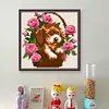 【Limited Stock Sale】Puppy With Flower Basket-Partial 9CT Stamped Cross Stitch Bead Embroidery 18*18cm tapestrymarket