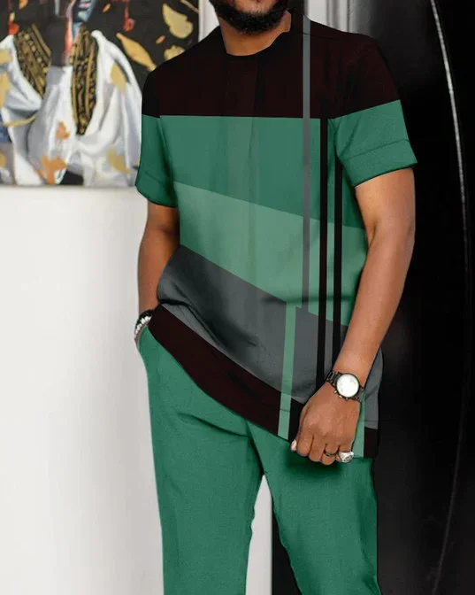 Men's Casual Colorblock Walking Suit-478
