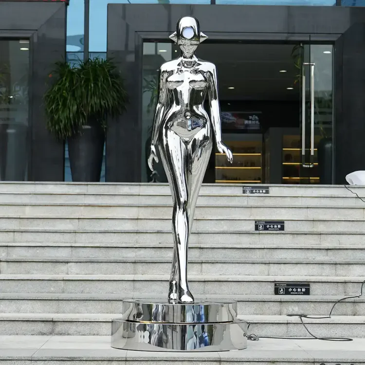 Stainless Steel Female Figure Sculpture Mirror Polished
