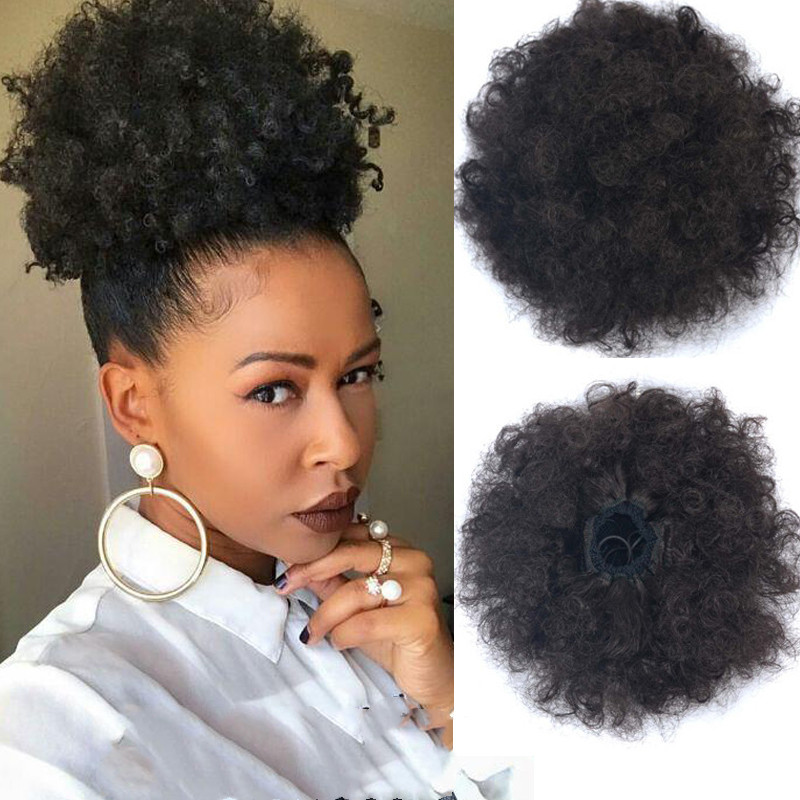 Mature Black Ladies Flower Bud Meatball Head Synthetic Wig