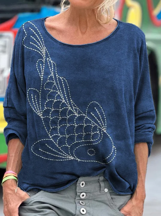 Carp Fish Japanese Embroidery Art T Shirt