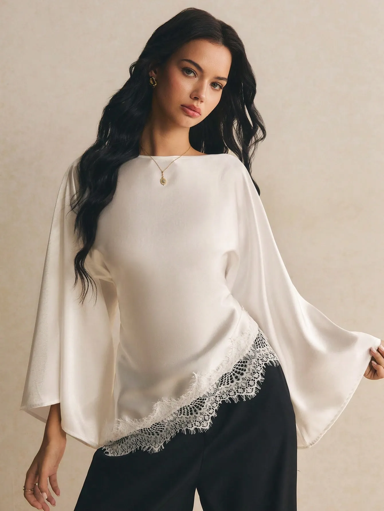 Women's Satin Boat Neck Blouse