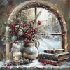 Winter Window Scenery-14CT Stamped Cross Stitch 50*50cm/19.69*19.69in tapestrymarket