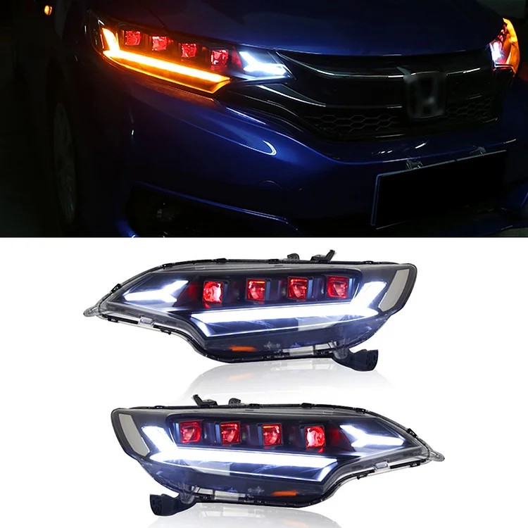 Upgrade Rich Devil eyes LED headlight headlamp for Honda Jazz Fit 2014-2020 Projector Lens head light head lamp assembly ITN Auto