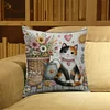 Flowers And Cats-11CT Stamped Cross Stitch Pillowcase 45*45cm
